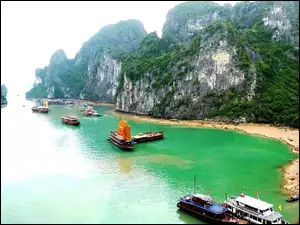 Statki, Wietnam, Góry, Morze
