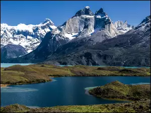 Chile, Śnieg, Góry, Jeziora