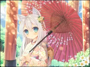 Anime, Dziewczyna, Parasol