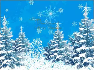 Życzenia Świąteczne, Zima, Choinki