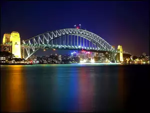 Sydney, Miasto nocą, Australia, Harbour Bridge