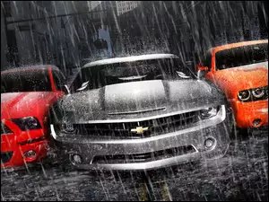 Dodge, Mustang, Chevrolet, Deszcz, Camaro, Ford