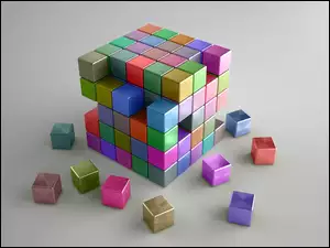 Kolorowe Kostki, Kostka Rubika, Grafika 3D