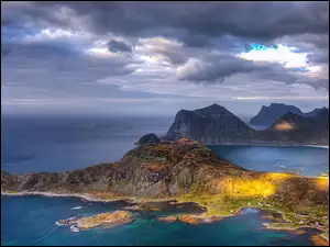 Norwegia, Lofoten, Domy, Archipelag, Chmury