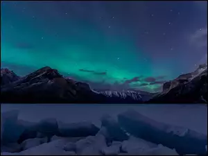 Zorza polarna, Góry, Lód
