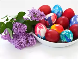 Wielkanoc, Kolorowe, Gałązka, Pisanki, Bzu