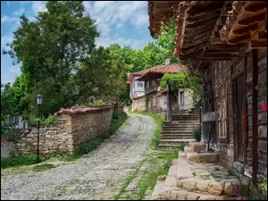 Drzewa, Bułgaria, Ulica, Zheravna, Domy