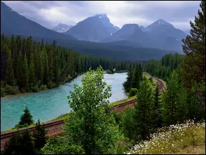 Las, Tory, Kanada, Kolejowe, Rzeka, Góry