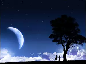 Drzewo, Księżyc, Ludzie