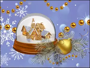 Śnieżna kula z domkami w świątecznej odsłonie