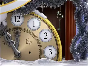 Sylwestrowy zegar czekający na powitanie Nowego Roku