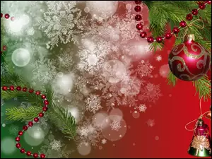 Grafika bożonarodzeniowa z gałązką i bombkami