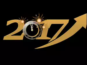 Zegar odmierzający minuty do Nowego Roku 2017 z fajerwerkami