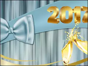 Sylwestrowa grafika 2017 z szampanem wznoszącym toast