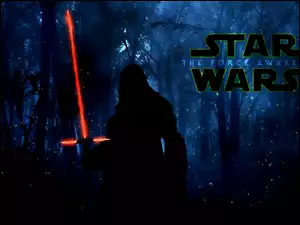 Postać z mieczem w scenie z filmu Gwiezdne wojny część VII – Przebudzenie Mocy