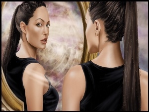 Angelina Jolie przegląda się w lustrze