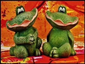 Figurki zielonych żabek