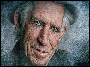 Keith Richards gitarzysta z brytyjskiego zespołu The Rolling Stones w grafice Paintography