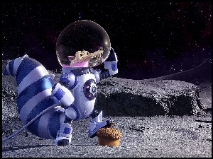 Wiewiór jako astronauta z animowanego filmu Epoka lodowcowa 5: Mocne uderzenie