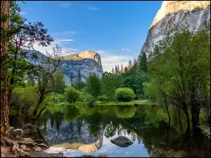 Park, Narodowy, Rzeka, Kalifornia, Góry, USA, Drzewa, Yosemite