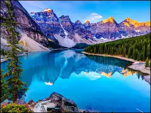 Park Narodowy Banff, Kanada, Jezioro Moraine Lake, Góry, Prowincja Alberta