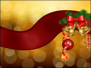 Graficzna ozdoba świąteczna z bombkami i dzwonkami
