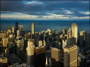 Drapacze chmur w Chicago przy morzu