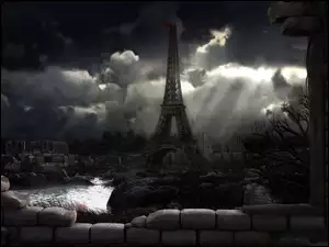 Paryż, Wojna, Wieża Eiffla, Ruiny