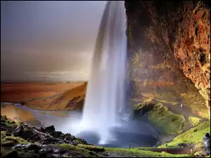 Wodospad, Ludzie, Skały, Islandia
