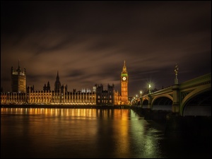 Nocą, Londyn, Big Ben