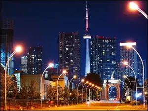 Toronto, Latarnie, Nocą, Ulica