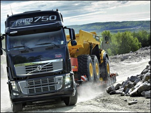 Ciężarówka, Pył, Volvo, Kamienie