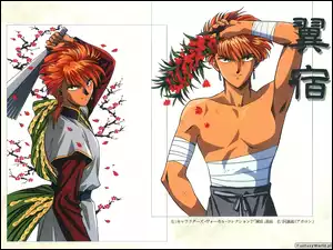 Fushigi Yuugi, kwiaty, facet, bandaże