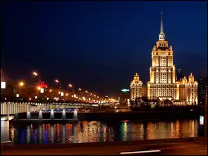 Moskwa, Rosja, Panorama, Noc