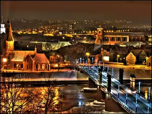 Most, Litwa, Miasto, Kowno, Noc