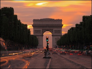 Łuk Triumfalny, Słońca, Paryż, Zachód