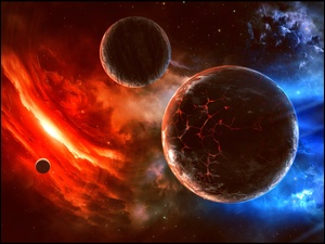 Planety i ogień w kosmosie