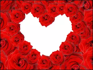 Walentynka, Czerwone, Serce, Róże, Miłosne