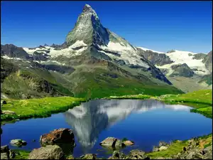Góry, Szwajcaria, Jezioro, Matterhorn