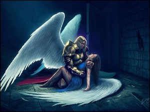 Zraniona kobieta anioł