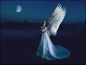 Kobieta-anioł nocą