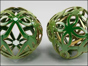 Zielono-złoty objekt w grafice 3D
