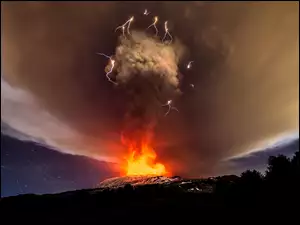 Wulkan, Dym, Erupcja, Ogień