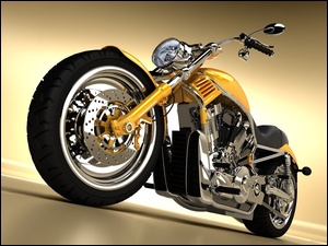 Harley Davidson, Motocykl, Chopper, Żółty