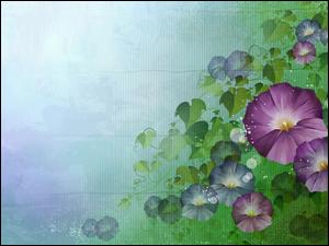 Bluszcz i kwiaty powoju w grafice 2D