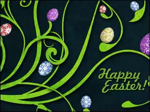 Wielkanocna kartka z pisankami w grafice 2D