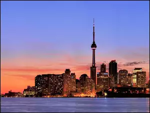 Toronto, Miasto nocą, Kanada, Drapacze Chmur