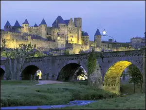 Fortyfikacje Carcassonne, Rzeczka, Francja, Zamek w Carcassonne, Most