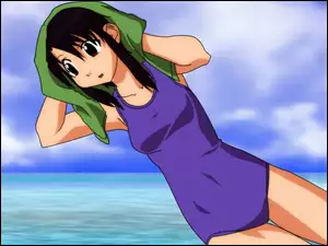 Azumanga Daioh, woda, dziewczyna, ręcznik
