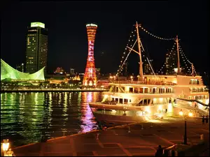 Japonia, Noc, Kobe, Jacht